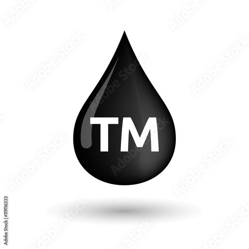 Isolated oil drop icon with    the text TM