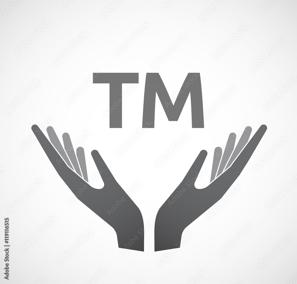 Fototapeta premium Isolated hands offering icon with the text TM