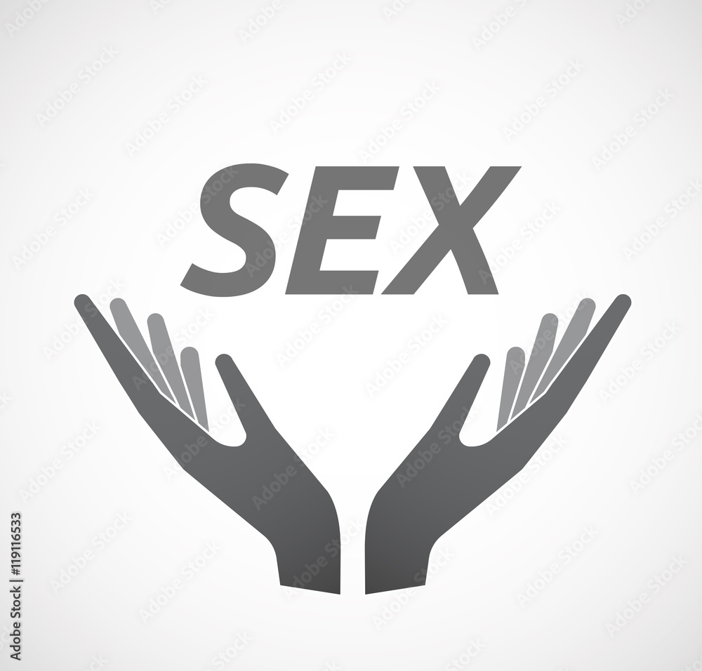 Obraz premium Isolated hands offering icon with the text SEX