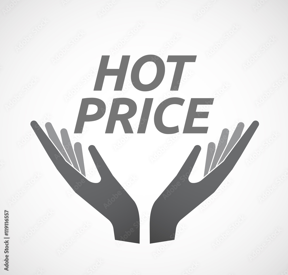 Isolated hands offering icon with the text HOT PRICE Isolated hands offering icon with the text HOT PRICE