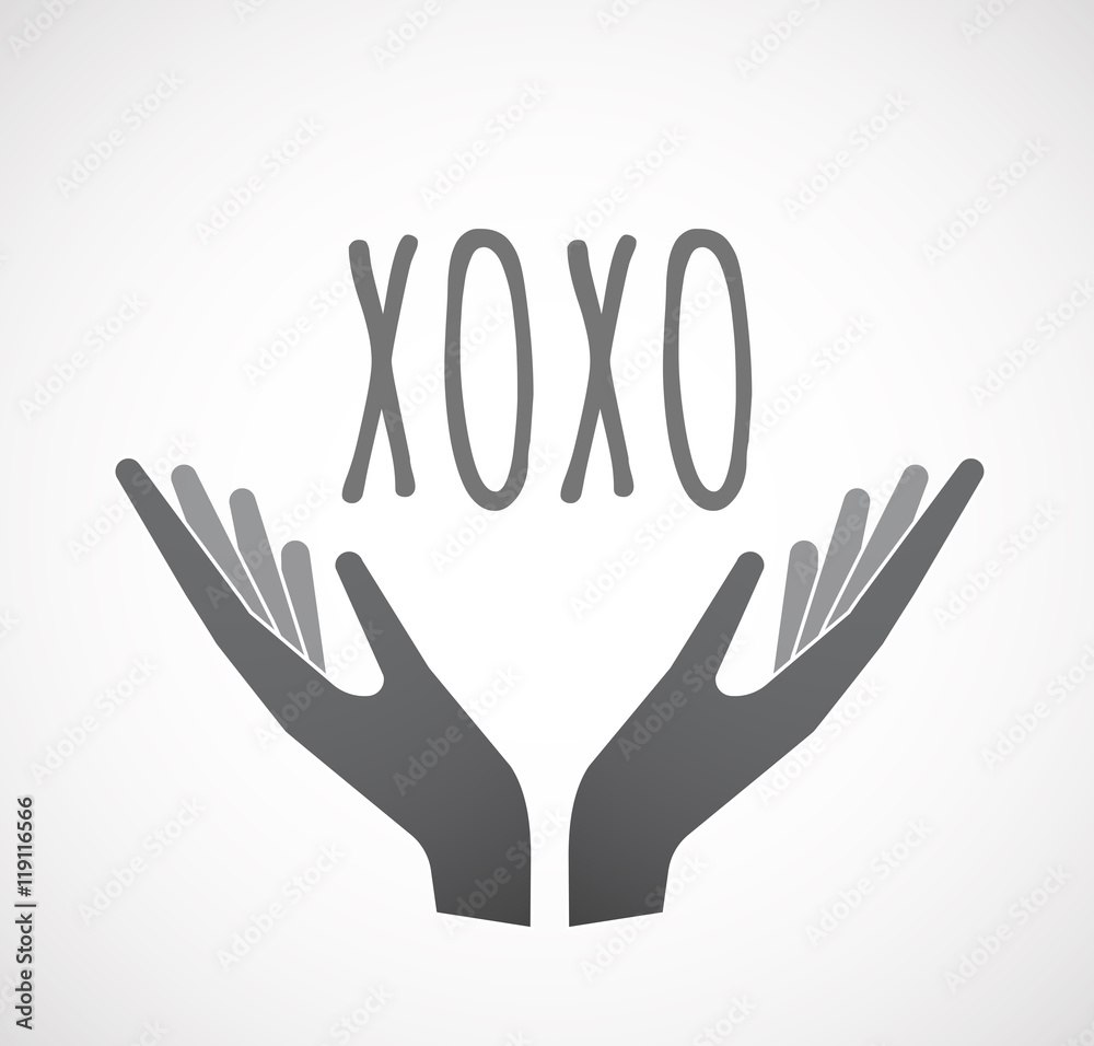 Isolated hands offering icon with    the text XOXO