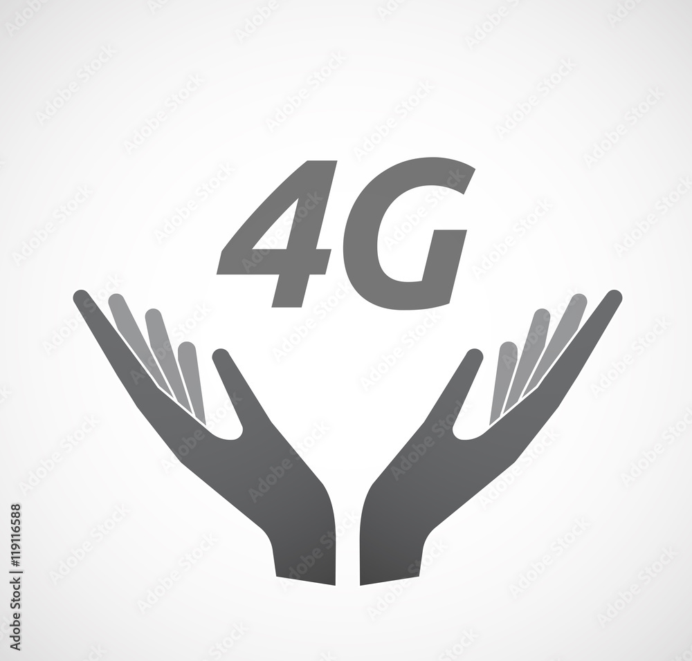 Fototapeta premium Isolated hands offering icon with the text 4G