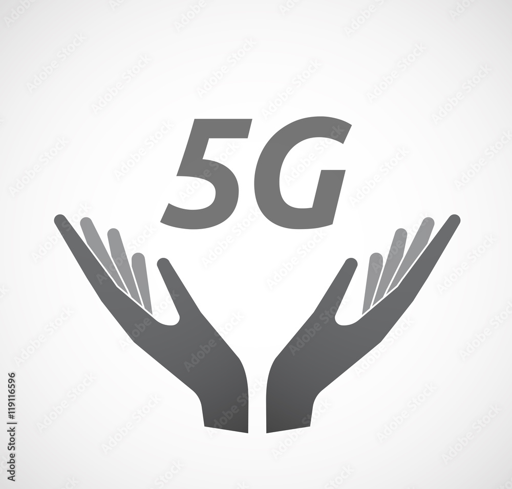 Isolated hands offering icon with the text 5G Isolated hands offering icon with the text 5G