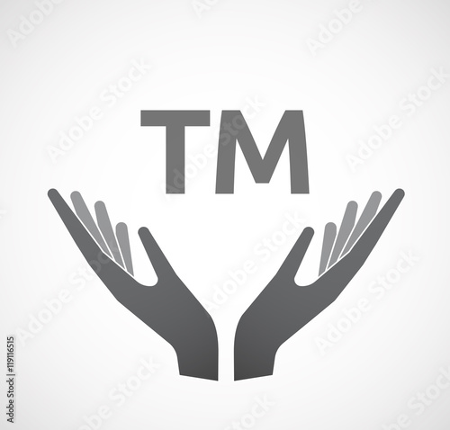 Isolated hands offering icon with    the text TM