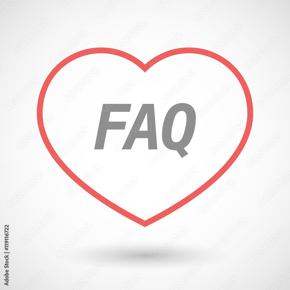 Isolated line art heart icon with the text FAQ Isolated line art heart icon with the text FAQ
