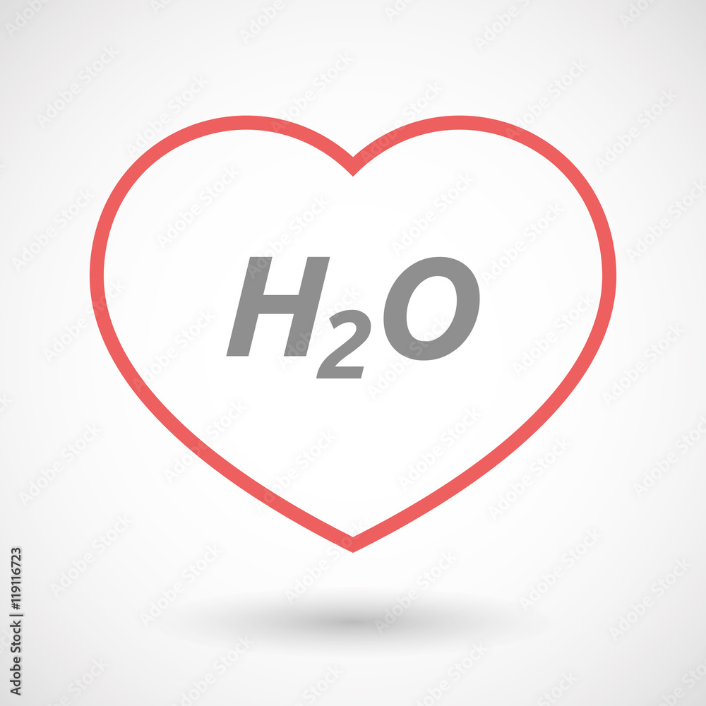 Isolated line art heart icon with the text H2O Isolated line art heart icon with the text H2O