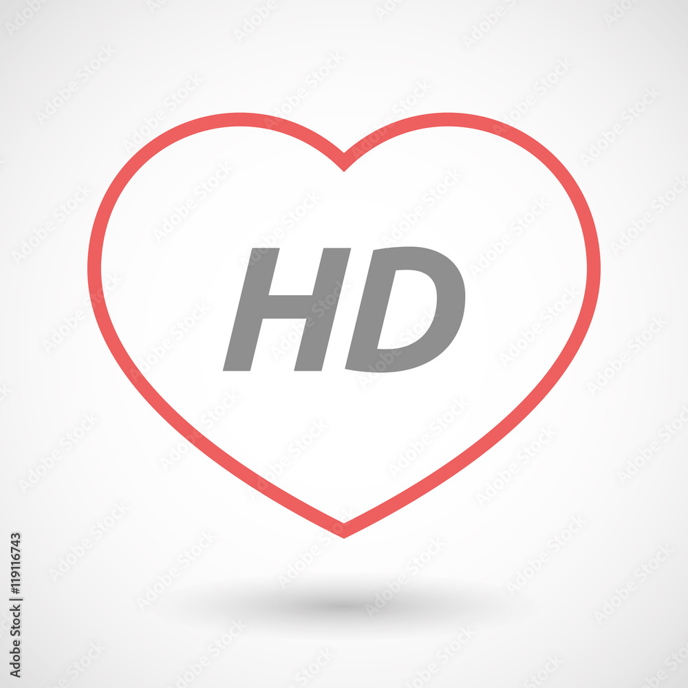 Isolated line art heart icon with the text HD Isolated line art heart icon with the text HD