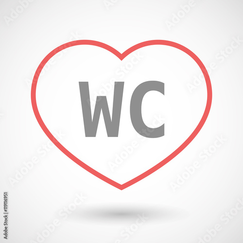 Isolated line art heart icon with the text WC