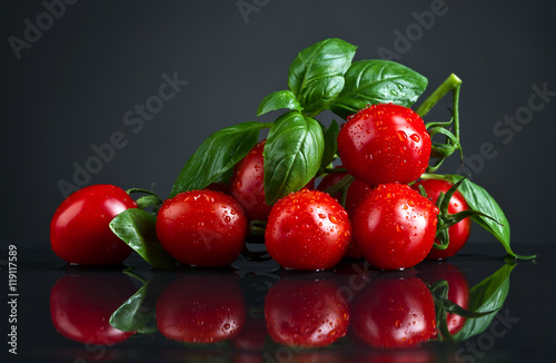tomatoes with green basil