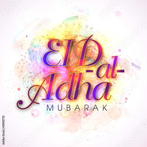 Colorful text for Eid-Al-Adha Mubarak.