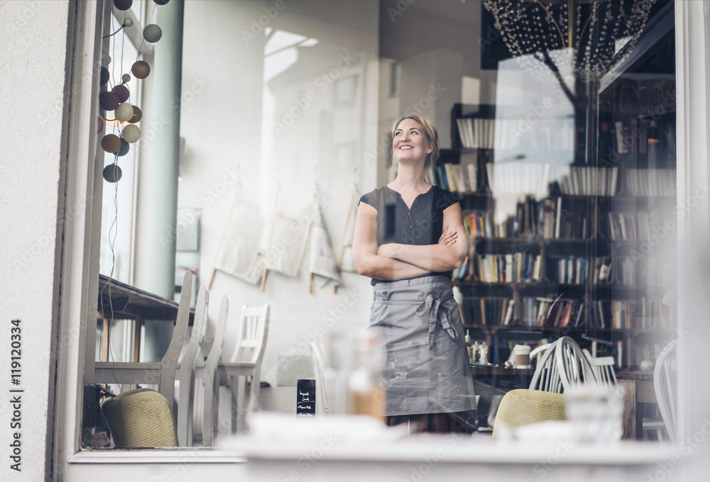Smiling woman in a cafe Smiling woman in a cafe