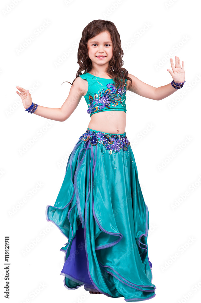 beautiful little girl in an Indian dress on a white background beautiful little girl in an Indian dress on a white background