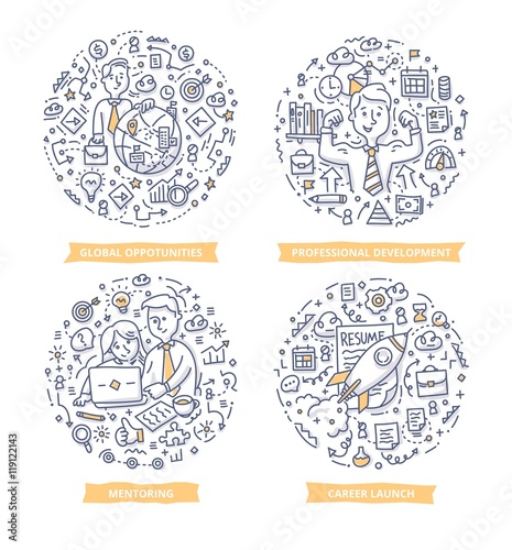 Career & Leadership Doodle Illustrations