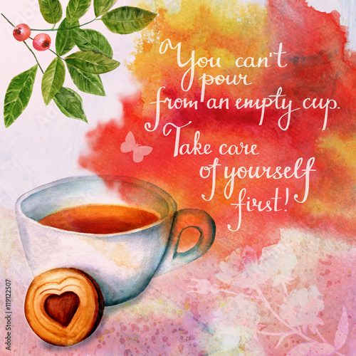 'Take care of yourself' handwritten inspirational message