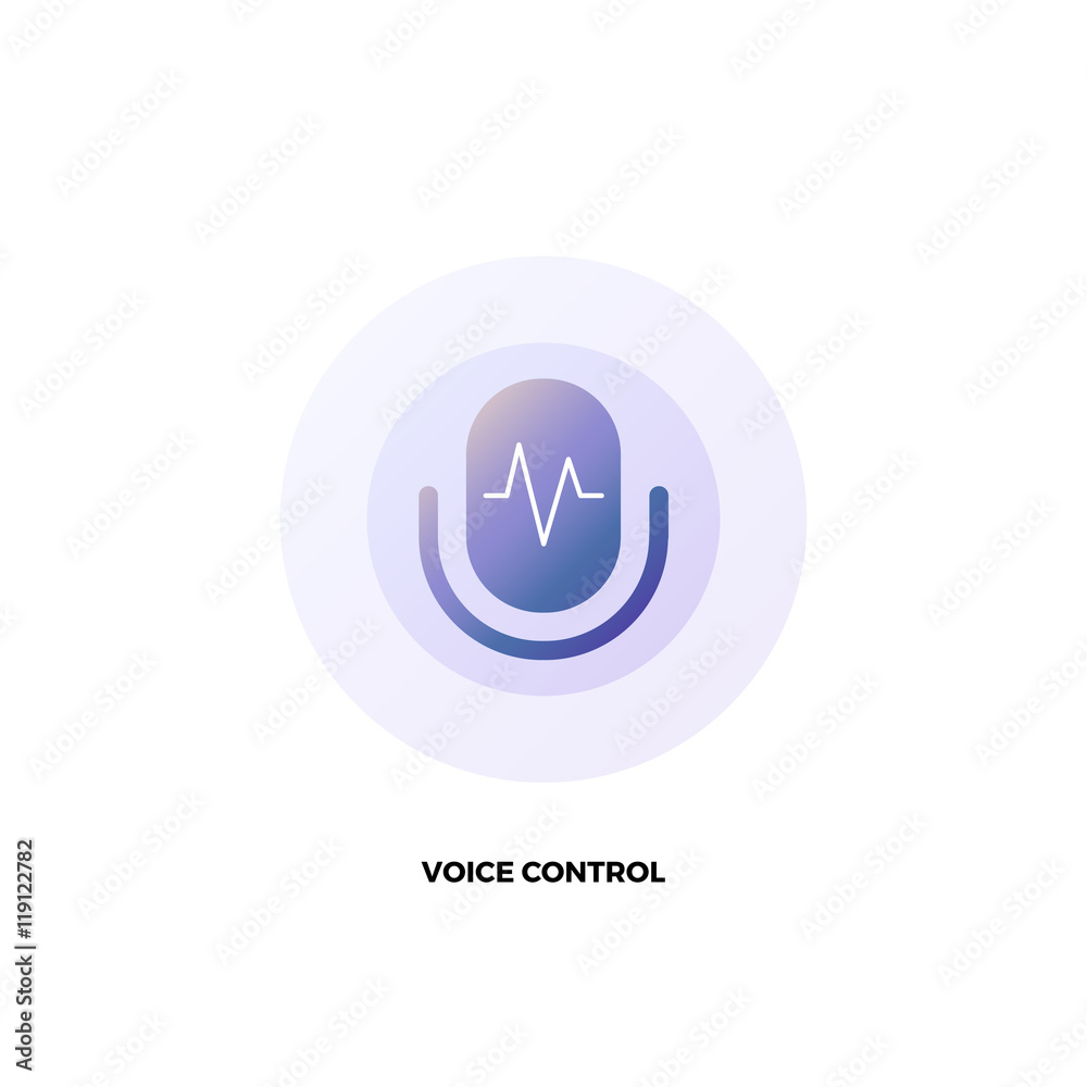 Microphone vector logo. Voice assistant logo. Voice command logo