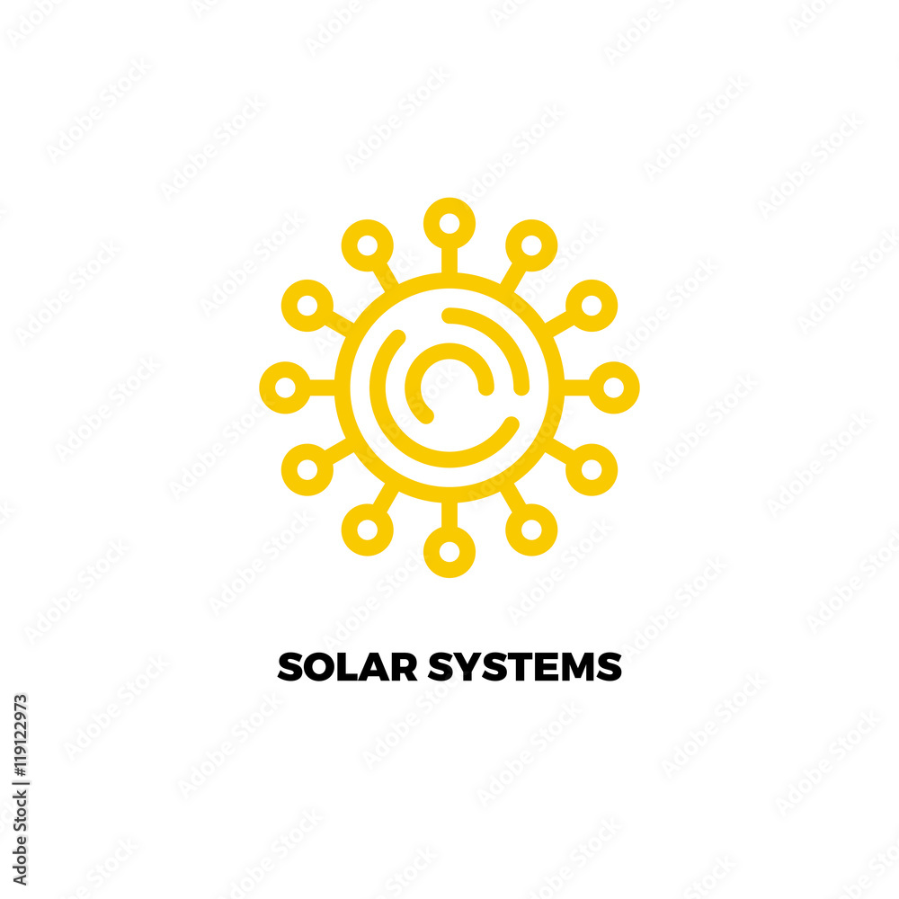 Sun line logo. Simple vector logo of solar power. Alternative energy source logo. Renewable energy. Sun technology logo Sun line logo. Simple vector logo of solar power. Alternative energy source logo. Renewable energy. Sun technology logo