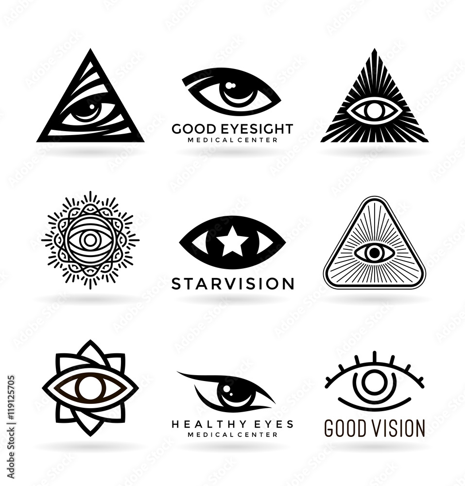 Set of vector eye symbols and logo design elements (3) Stock Vector