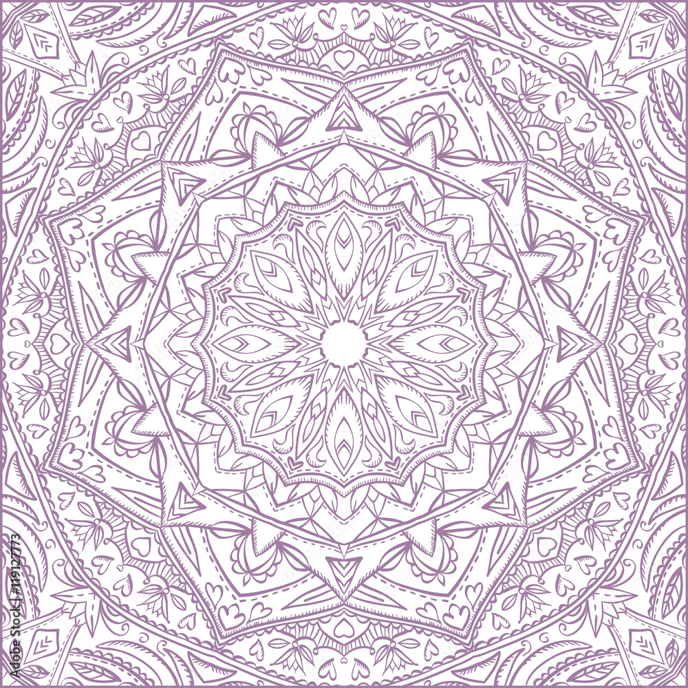Fototapeta premium Vector mandala for coloring with floral decorative elements. Pat