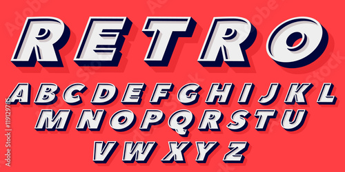 Retro type font, vintage typography. Vector illustration. photo