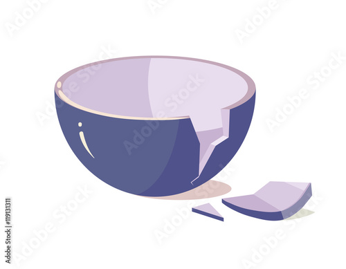 Broken Bowl on White Background
