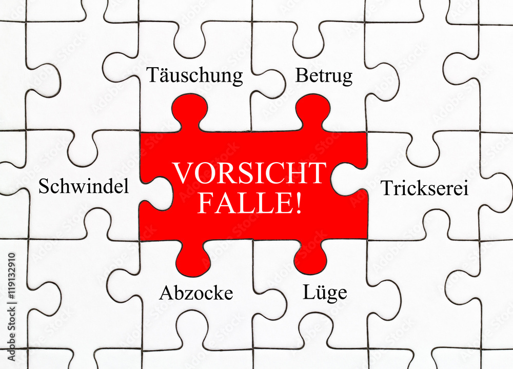Fototapeta premium Vorsicht Falle! Puzzle Konzept