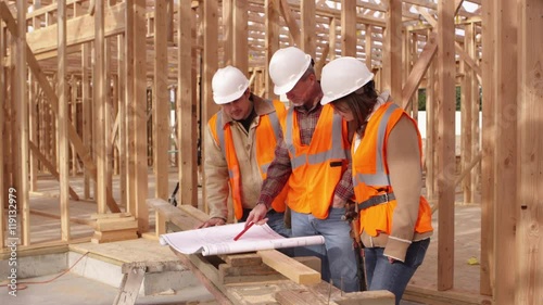 Portrait of three construction workers