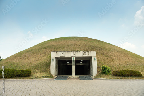 Gyeongju, South Korea - August 17, 2016: Cheonmachong, tumulus located in Gyeongju, South Korea. The tomb was for king of Silla Kingdom photo