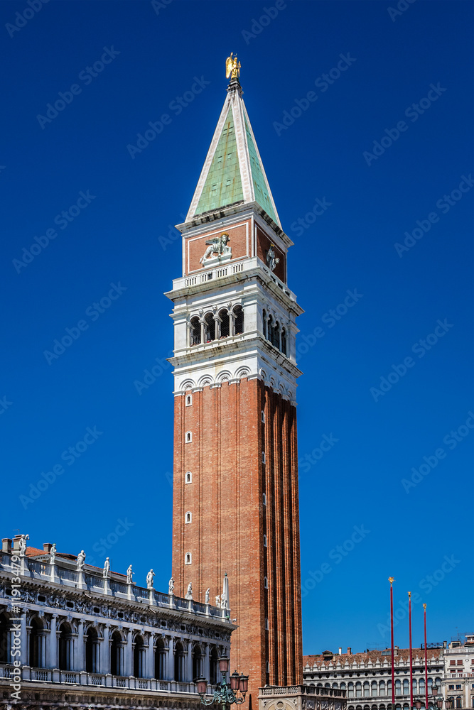 St Mark's Campanile - bell tower of St Mark Basilica. Venice.