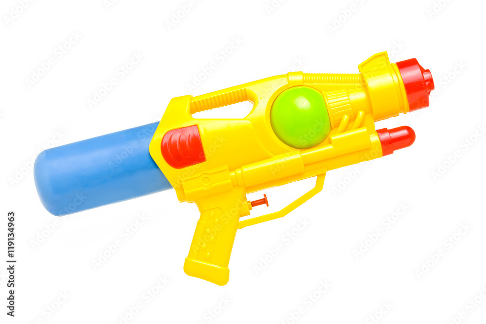 Colorful water gun on isolated white background Colorful water gun on isolated white background