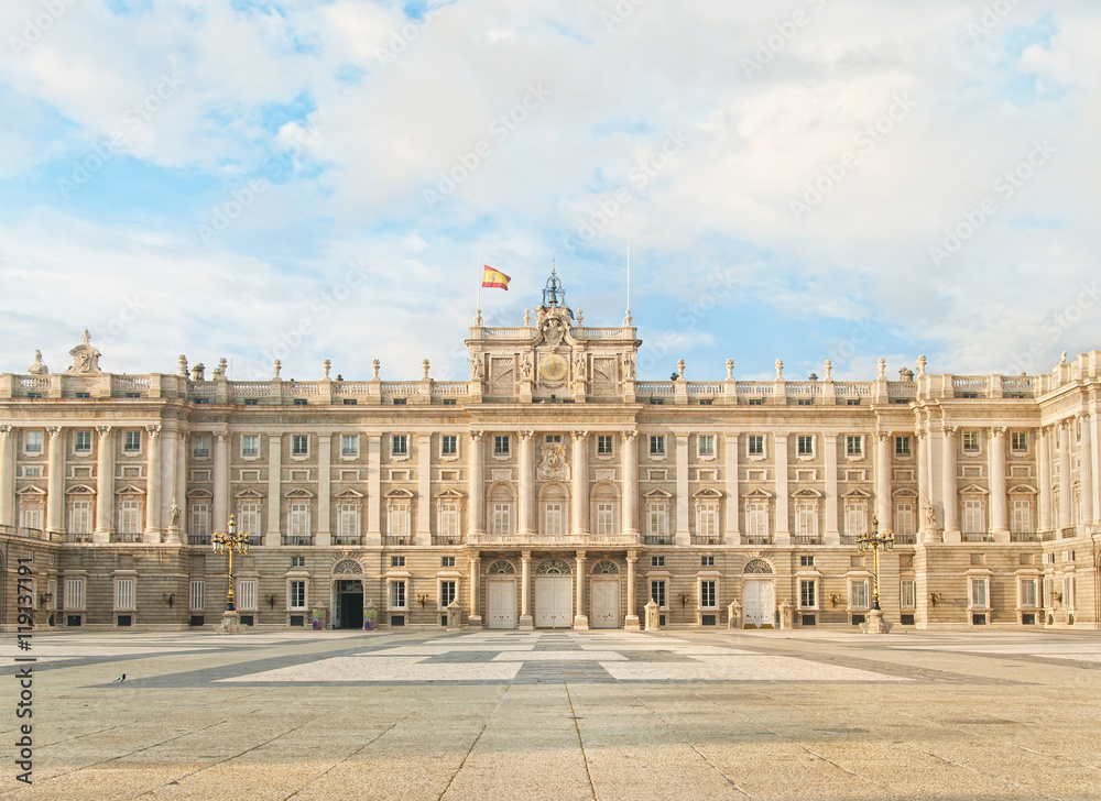european palace and square during sunset