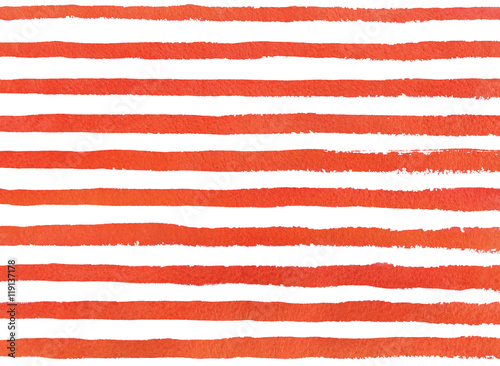 Watercolor red stripe grunge pattern.