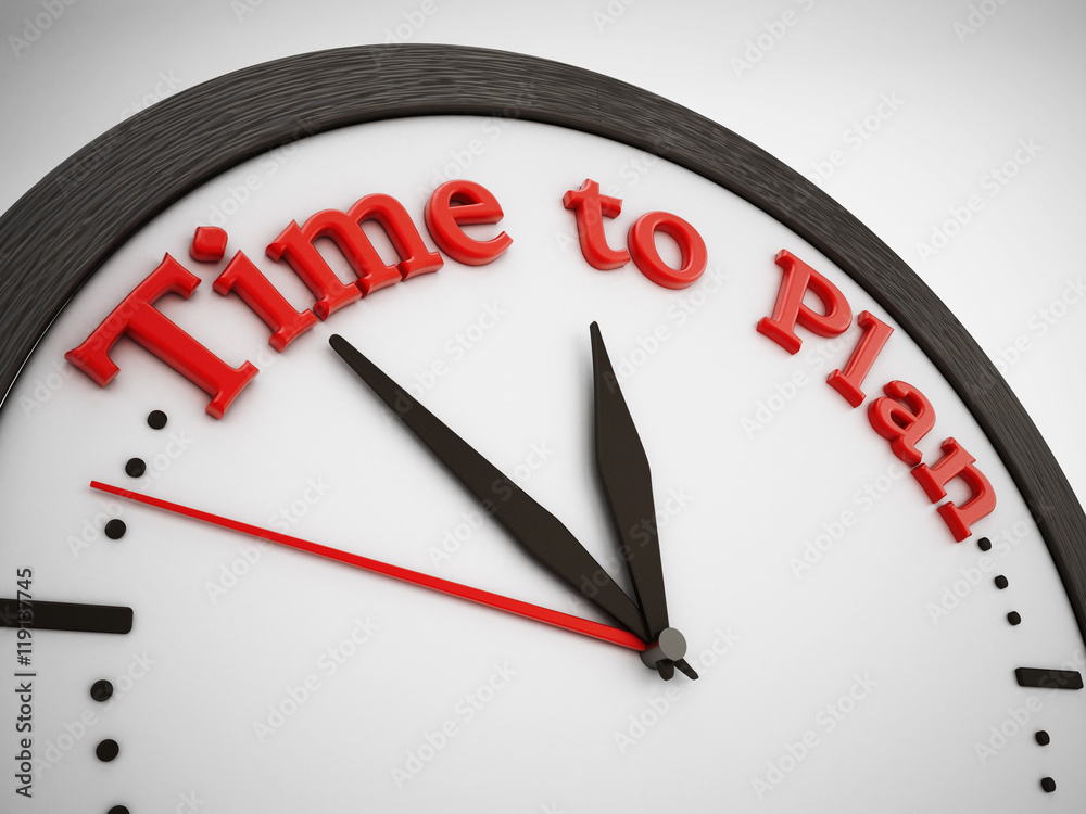 Time to plan sentence on the clock. 3D illustration Time to plan sentence on the clock. 3D illustration