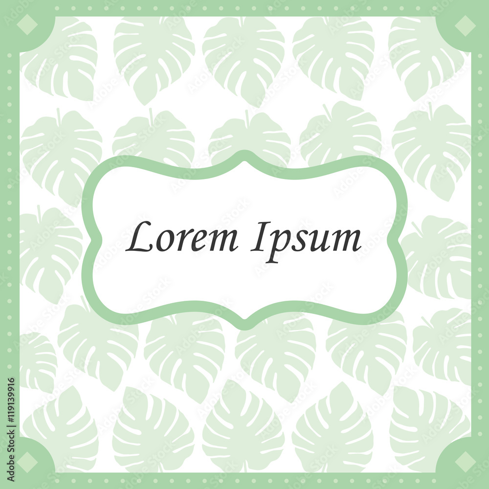 Vintage green pattern with text frame vector design