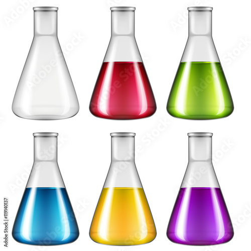 Laboratory flask set. Vector illustration.