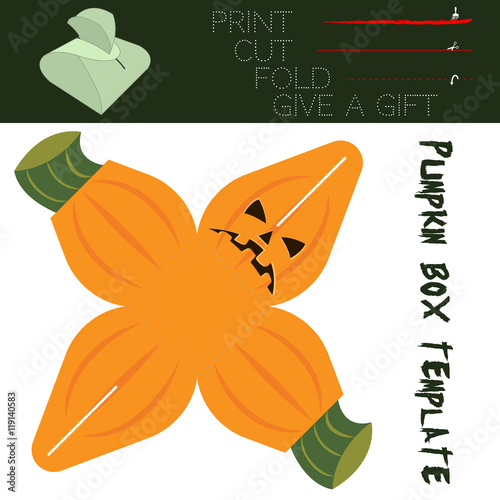 Box cut in the form Pumpkin, for candy on Halloween