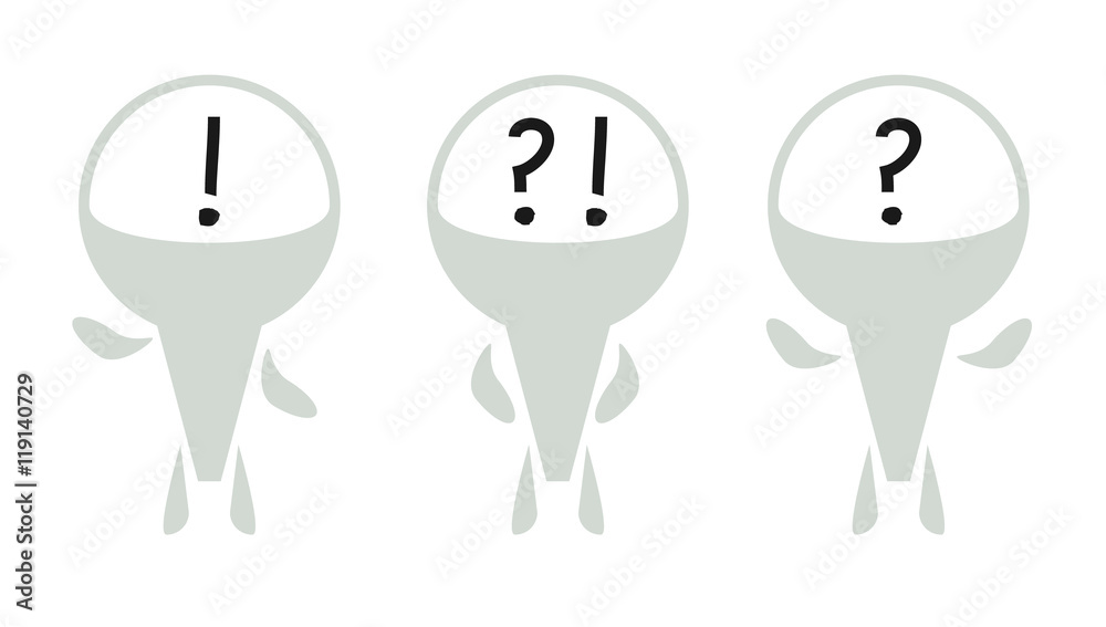 Vector. Creative male figures wish question and exclamation mark Vector. Creative male figures wish question and exclamation mark