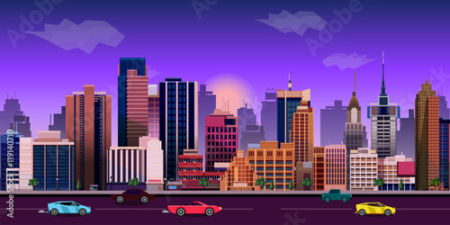 city game background 2d application. Vector design.