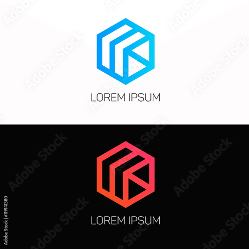 Abstract cube logo company clean icon vector design