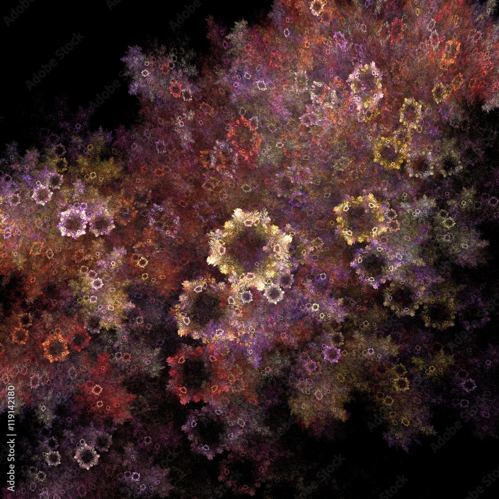 Obraz premium fractal bouquet of flowers in a haze