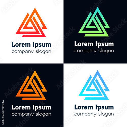 Abstract triangle company icon sign. Vector polygon emblem
