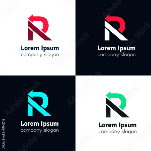R letter company logo arrow sign