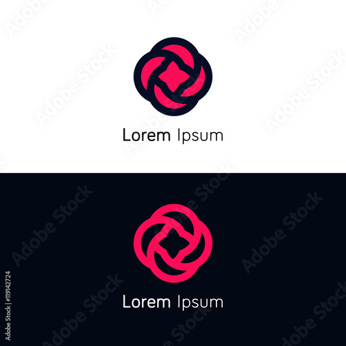 Flower flat iconic logo rose minimalistic sign vector design