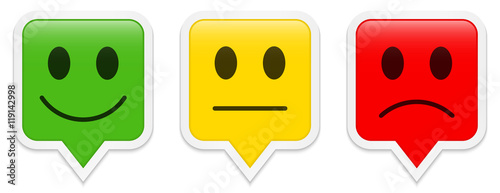 Evaluation speech bubbles sticker icons, buttons