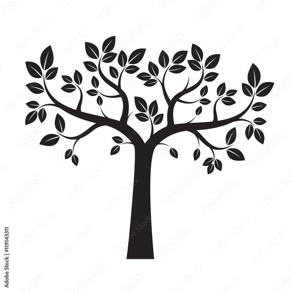 Obraz premium Shape of Black Tree. Vector Illustration.