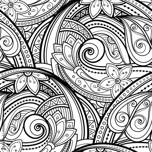 Vector Seamless Monochrome Floral Pattern