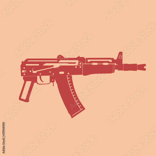 Soviet automatic carbine, shortened assault rifle, russian automatic gun, vector illustration