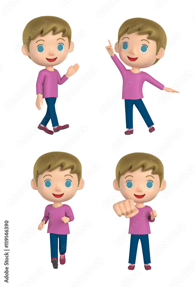 D illustration character - The boy who puts on jeans and makes a pose. D illustration character - The boy who puts on jeans and makes a pose.