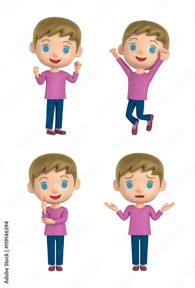 D illustration character - The boy who puts on jeans and makes a pose. D illustration character - The boy who puts on jeans and makes a pose.