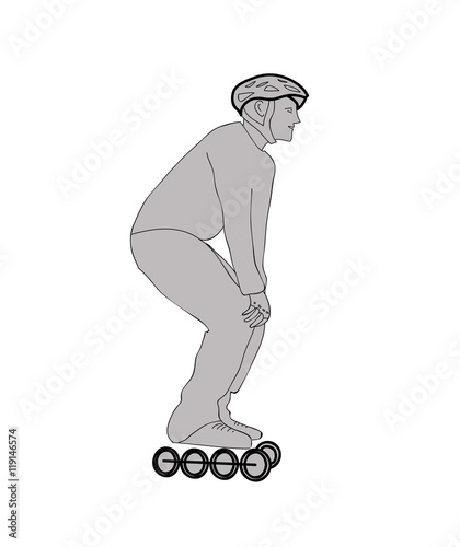 silhouette of a man roller-skating. vector illustration