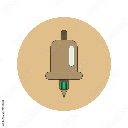 Back to School and Education Vector Flat Design bell and pencil